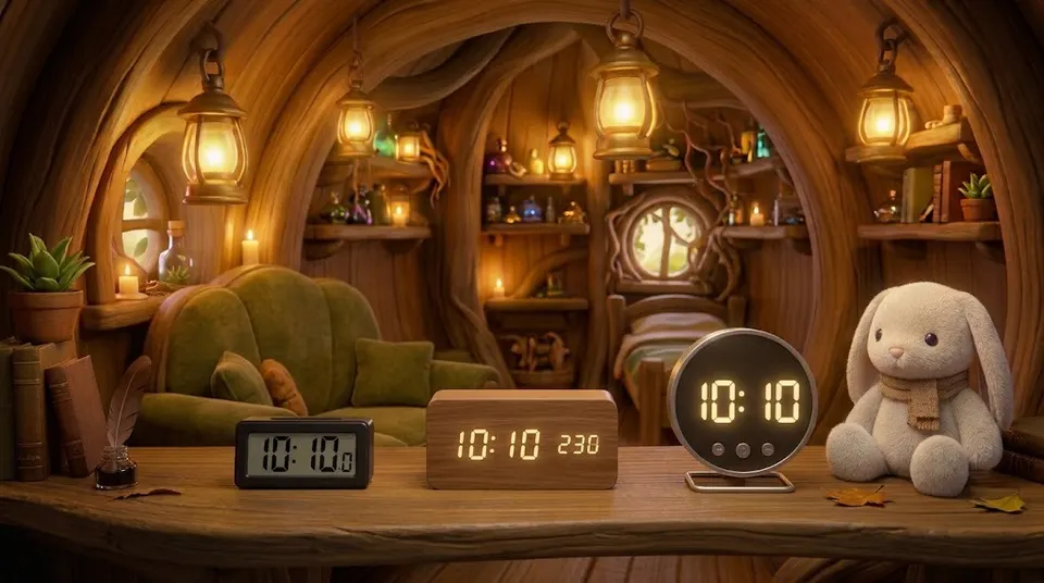 นาฬิกาตั้งโต๊ะ 3 แบบ: (1) LCD ขนาดเล็ก (2) LED ลายไม้/กระจก (3) LED จอใหญ่